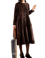 Women’s Long Sleeve Pleated Midi Dress