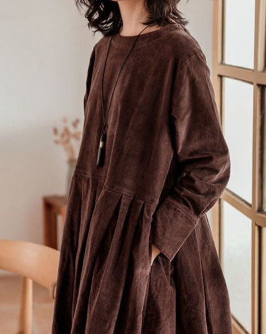 Women’s Long Sleeve Pleated Midi Dress
