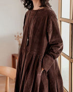 Women’s Long Sleeve Pleated Midi Dress