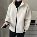 Men's Teddy Zip-Up Jacket with Stand Collar