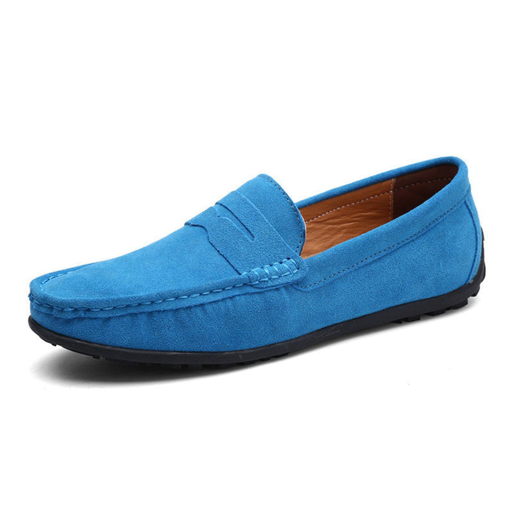 Men's Suede-Look Penny Loafers with Moc Toe