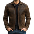 Men's Leather-Look Jacket with Zip Front