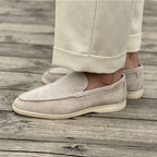 Men's Suede-Look Slip-On Loafers with Contrast Soles