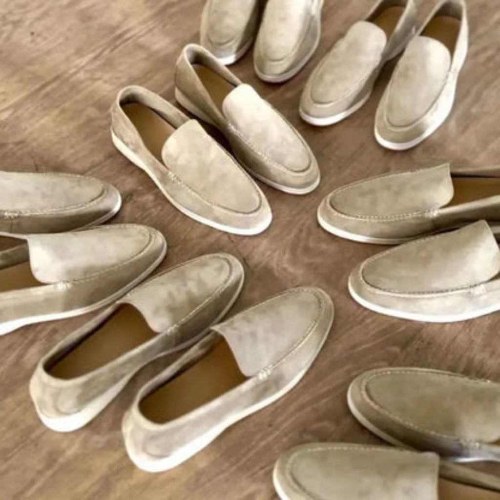 Men's Suede-Look Slip-On Loafers with Contrast Soles