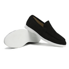 Men's Suede-Look Slip-On Loafers with Contrast Soles