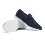 Men's Suede-Look Slip-On Loafers with Contrast Soles