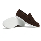 Men's Suede-Look Slip-On Loafers with Contrast Soles