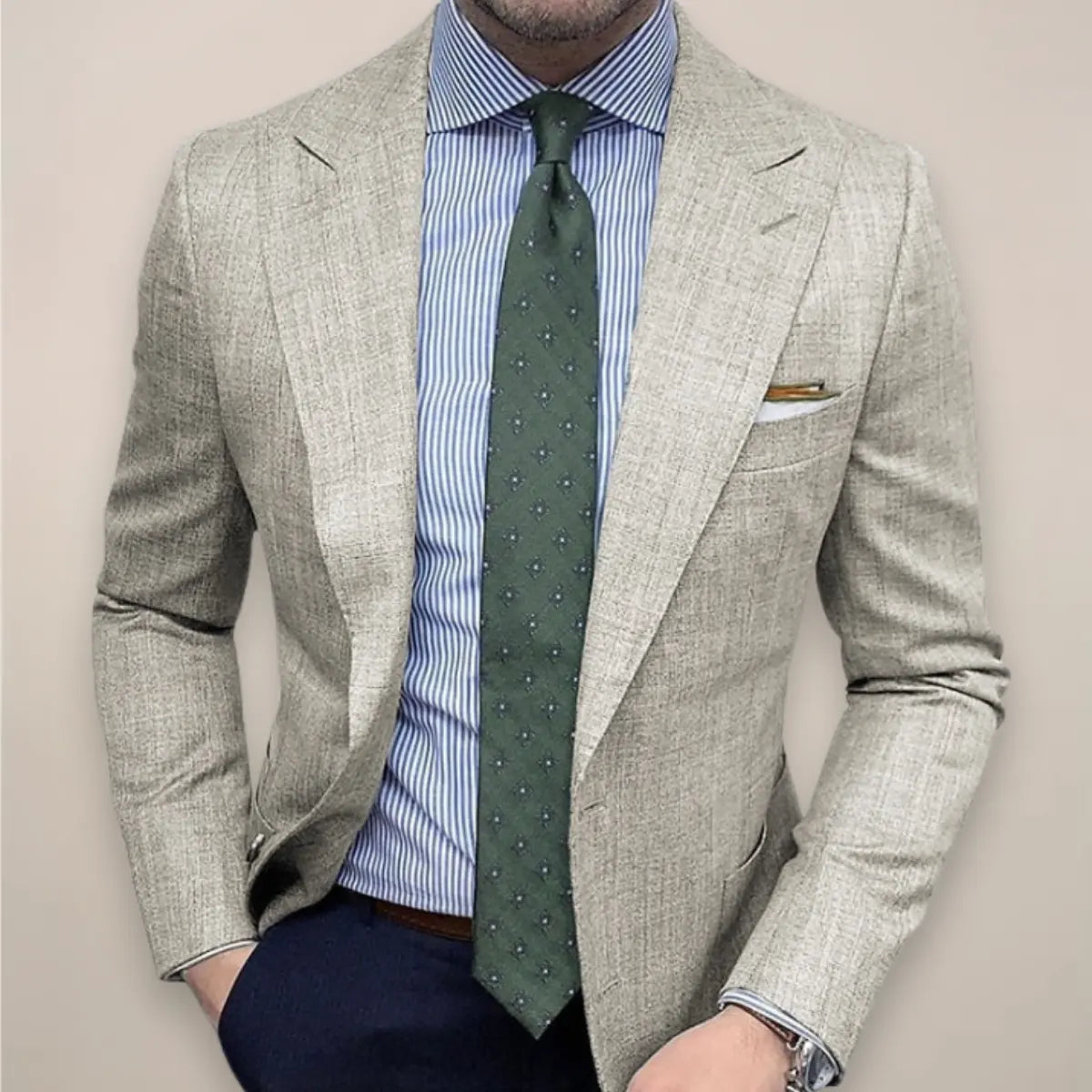 Men's Tailored Blazer with Notched Lapels