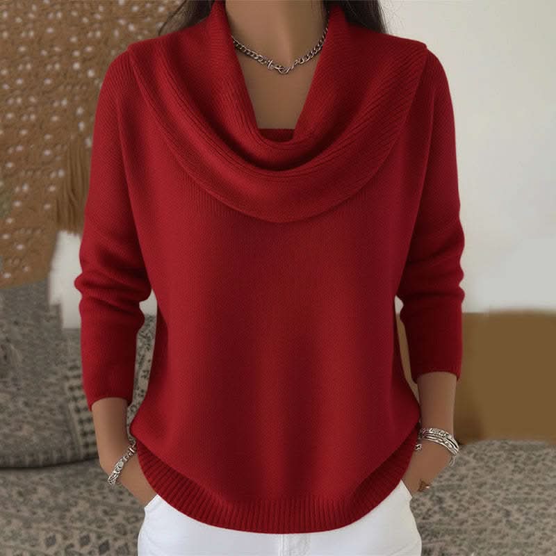 Women's Draped Cowl Neck Knit Sweater
