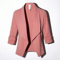 Women's Open Front Blazer With Ruched Sleeves