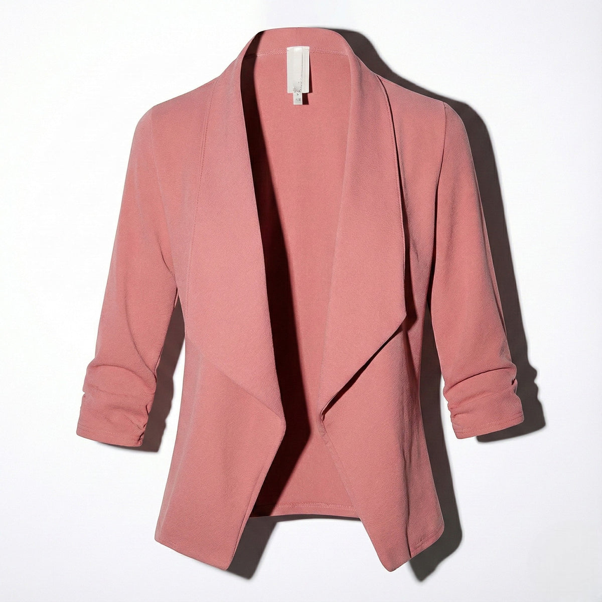 Women's Open Front Blazer With Ruched Sleeves