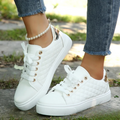 Women's Quilted Low Top Lace-Up Sneakers