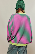 Women's Oversized Striped Crew Neck Knit Sweater
