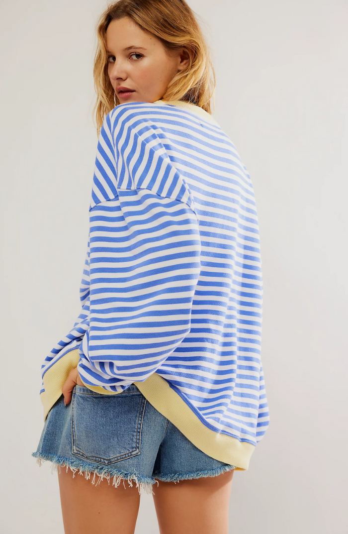 Women's Oversized Striped Crew Neck Knit Sweater