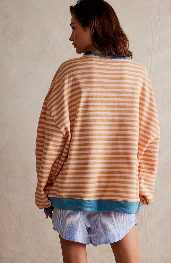 Women's Oversized Striped Crew Neck Knit Sweater