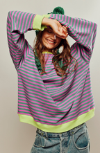Women's Oversized Striped Crew Neck Knit Sweater