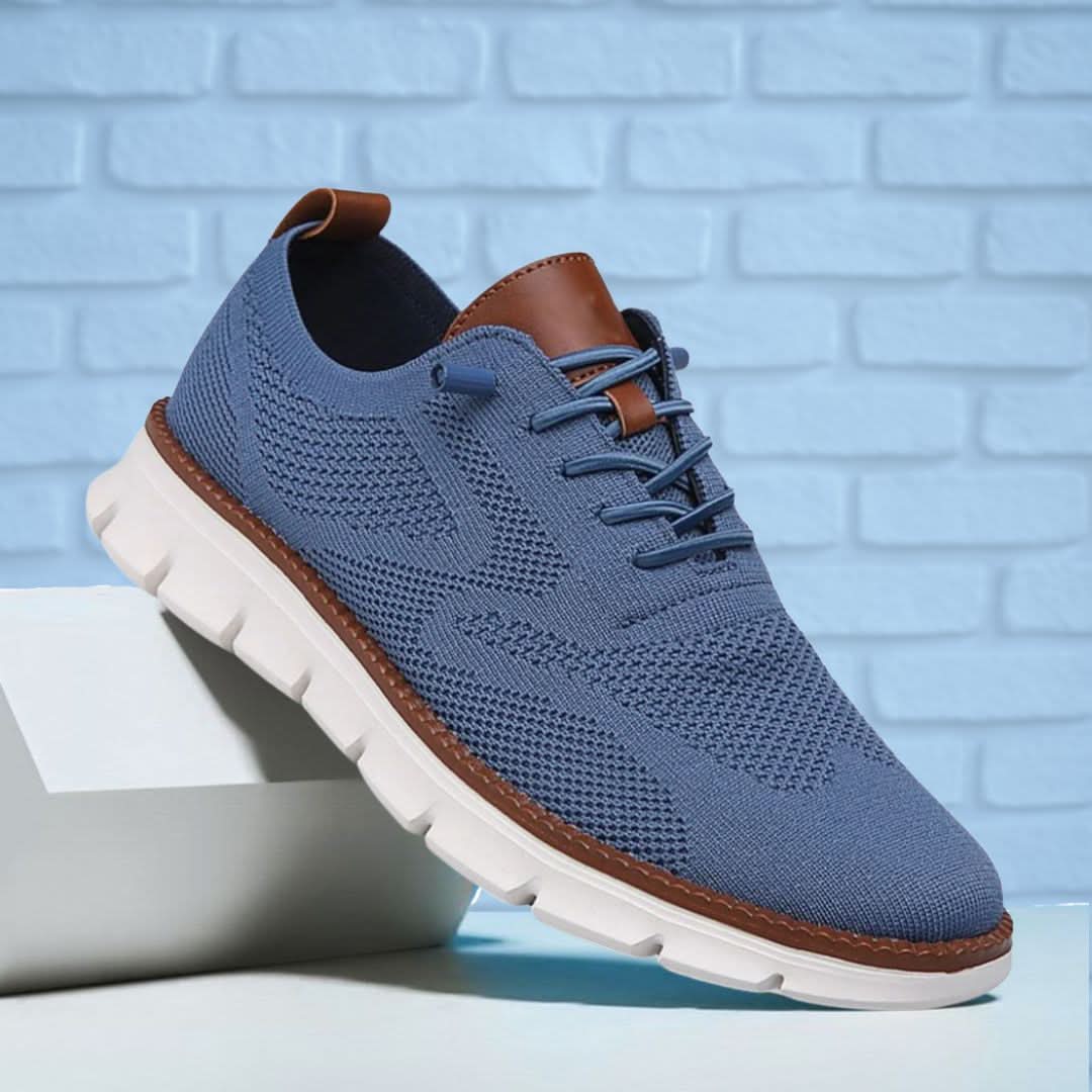 Men's Knit Lace-Up Sneakers with Flexible Sole