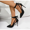 Women's Pointed Toe Stiletto Heels with Ankle Ties