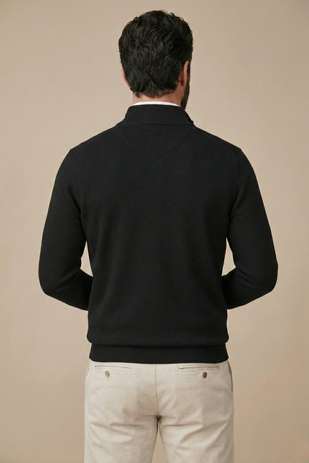 Men's Quarter-Zip Pullover Sweater With Stand Collar