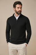 Men's Quarter-Zip Pullover Sweater With Stand Collar