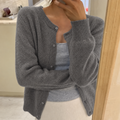 Women's Classic Crew Neck Button-Up Knit Cardigan
