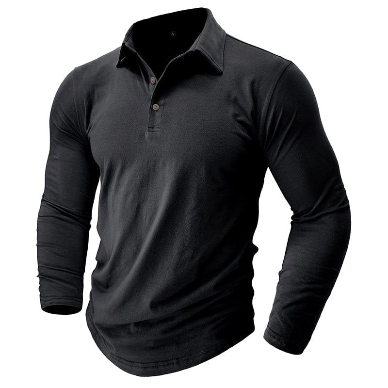 Men's Long Sleeve Polo Shirt With Collar