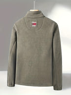Men's Fleece Zip-Up Jacket with Stand Collar