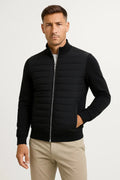 Men's Quilted Zip-Up Jacket with Stand Collar