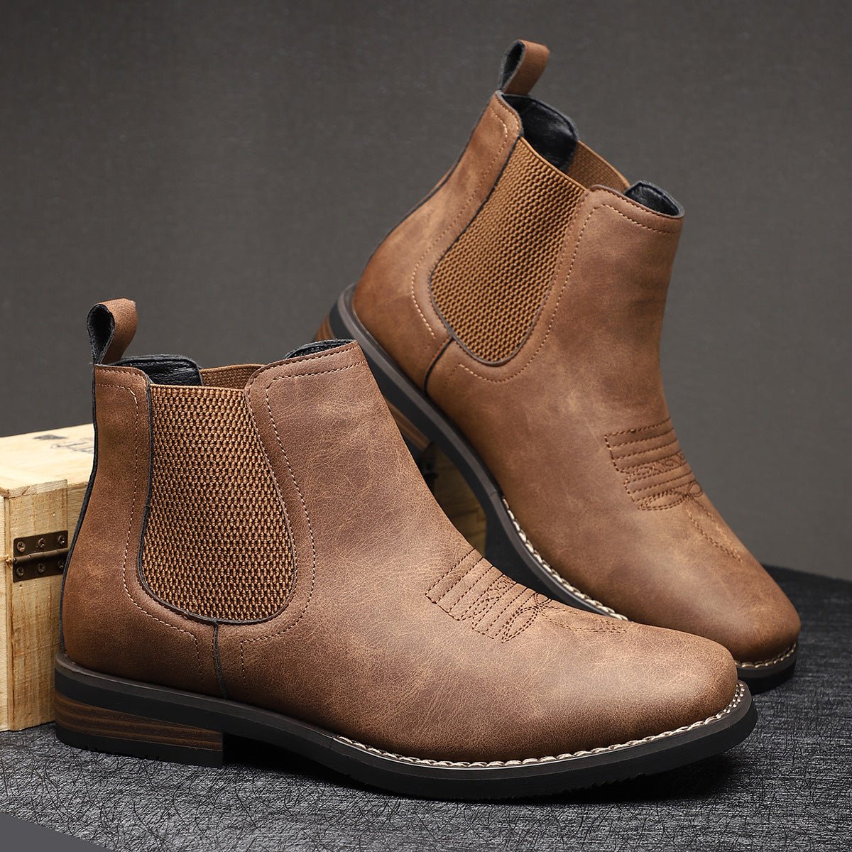 Men's Chelsea Ankle Boots With Elastic Side Panels