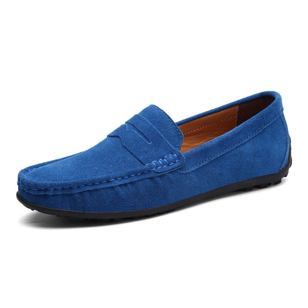 Men's Suede-Look Penny Loafers with Moc Toe