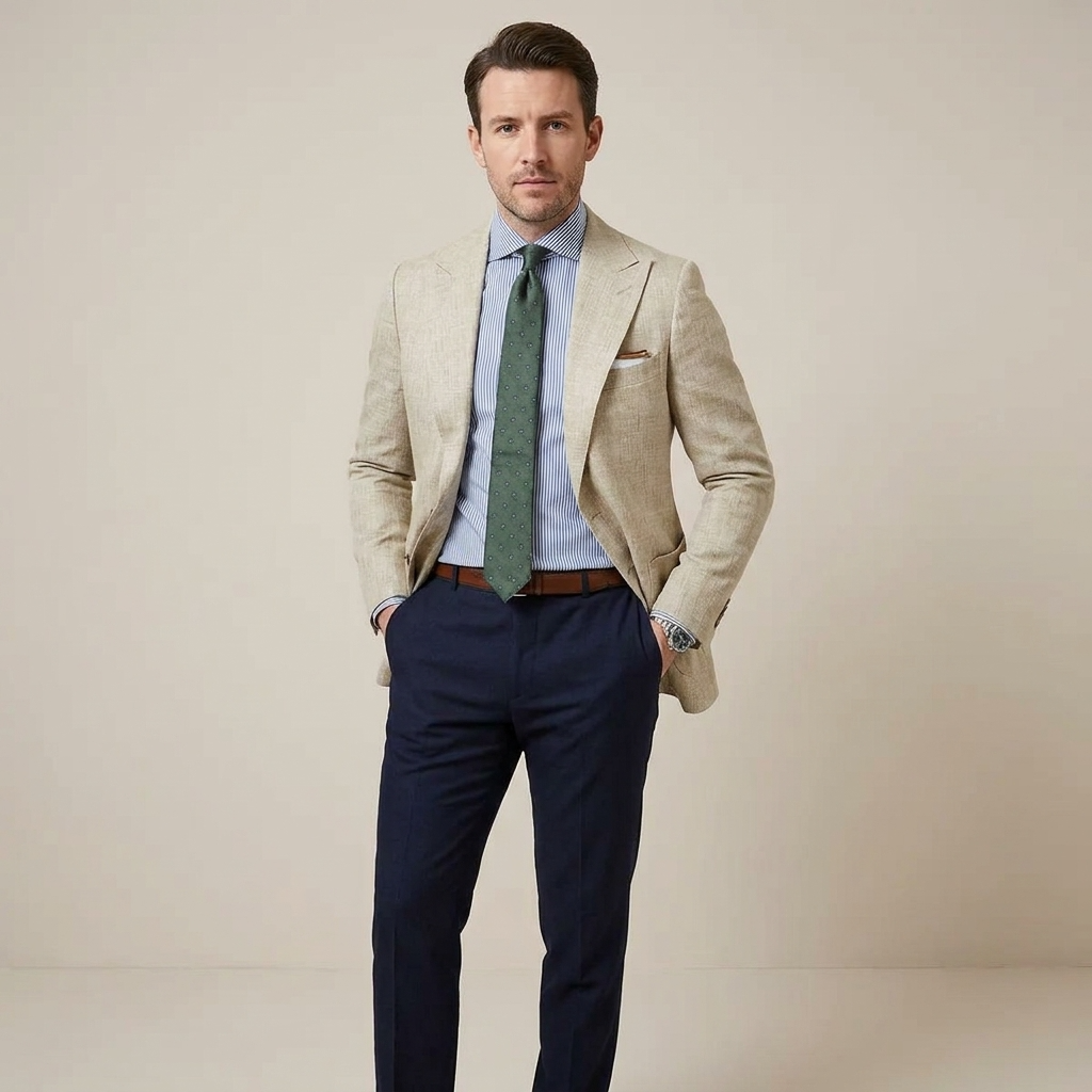 Men's Tailored Blazer with Notched Lapels