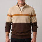 Men's Striped Quarter-Zip Knit Sweater