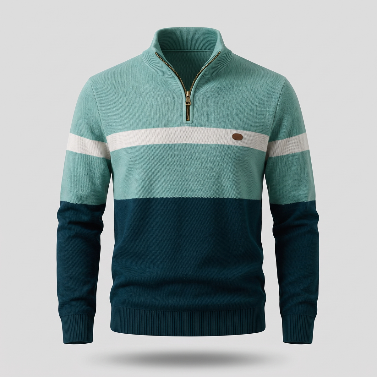 Men's Striped Quarter-Zip Knit Sweater