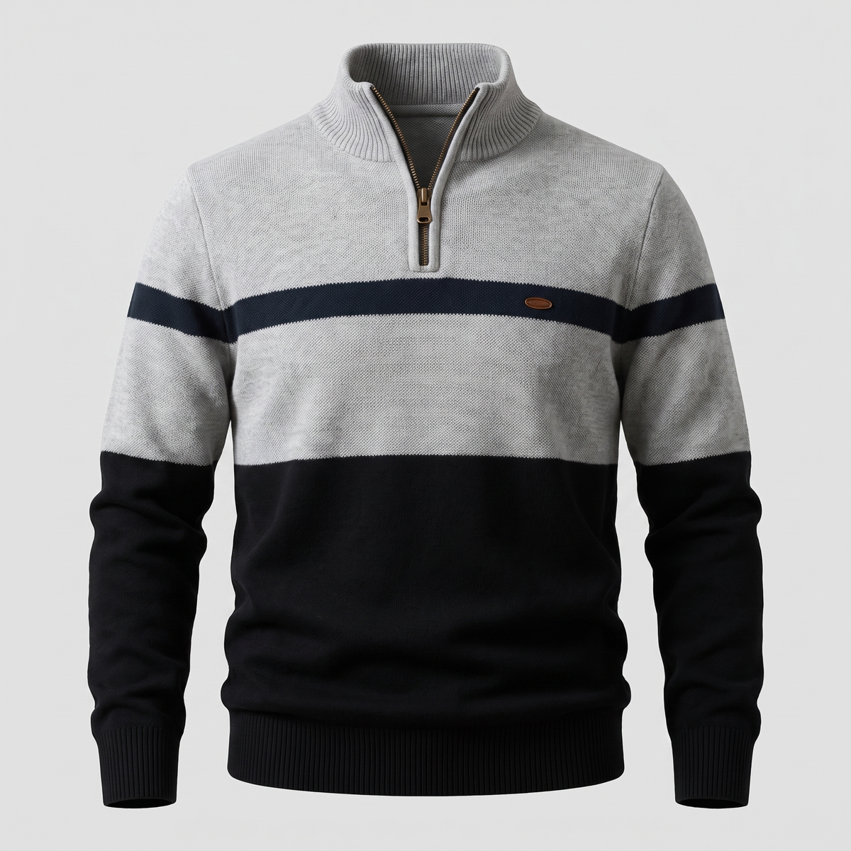 Men's Striped Quarter-Zip Knit Sweater