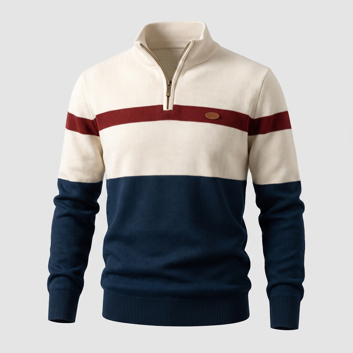 Men's Striped Quarter-Zip Knit Sweater