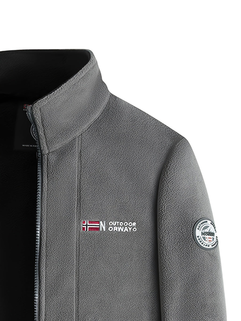 Men's Fleece Zip-Up Jacket with Stand Collar