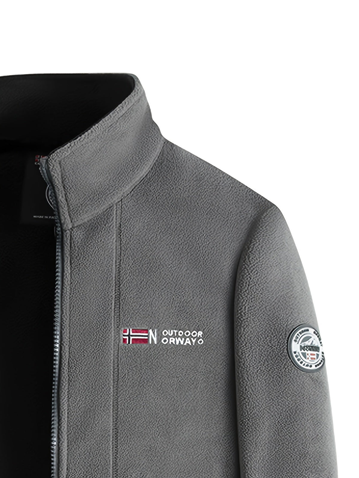 Men's Fleece Zip-Up Jacket with Stand Collar