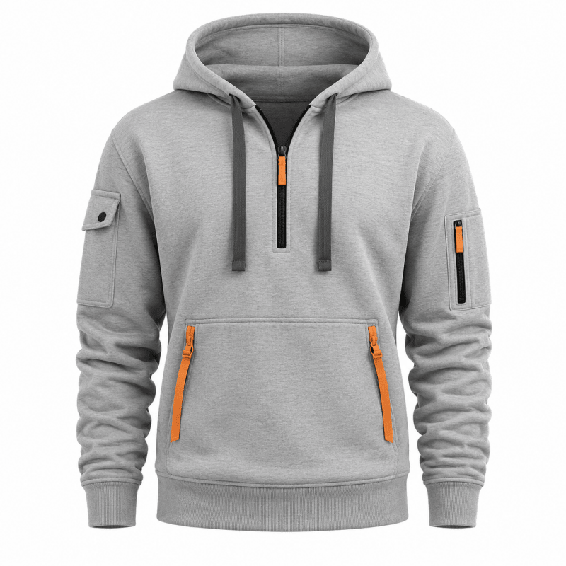 Men's Quarter Zip Hoodie with Utility Pockets
