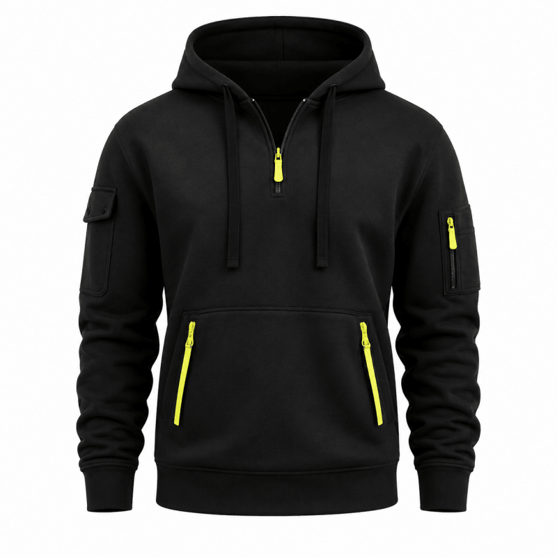 Men's Quarter Zip Hoodie with Utility Pockets