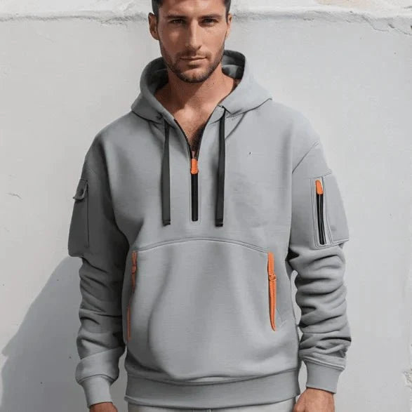 Men's Quarter Zip Hoodie with Utility Pockets