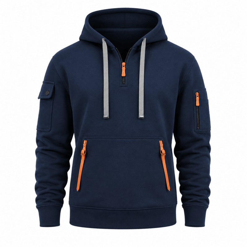 Men's Quarter Zip Hoodie with Utility Pockets