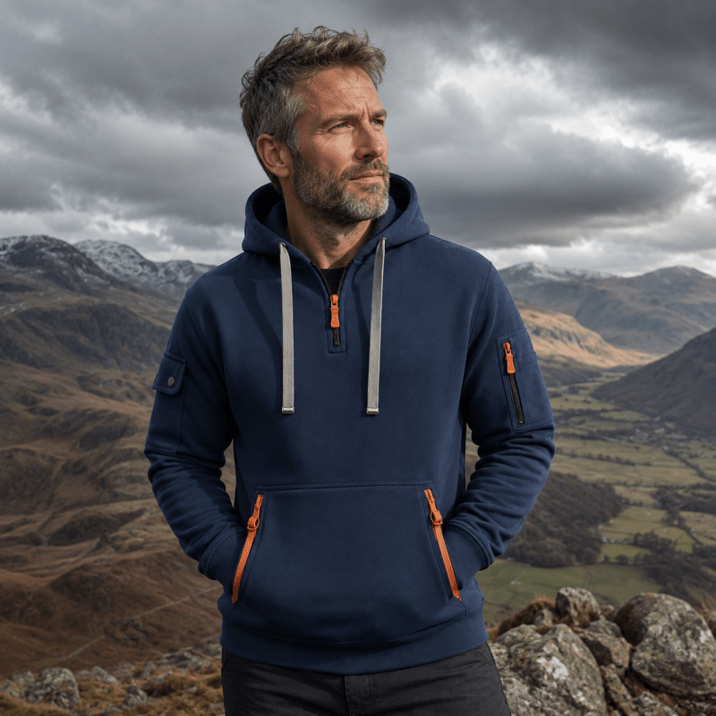 Men's Quarter Zip Hoodie with Utility Pockets