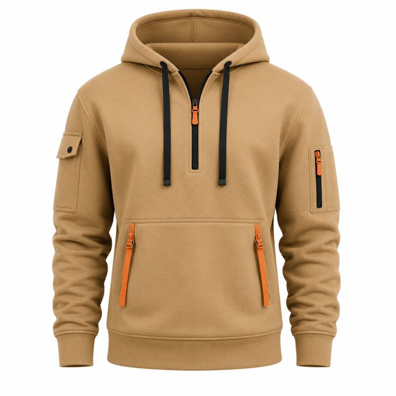 Men's Quarter Zip Hoodie with Utility Pockets