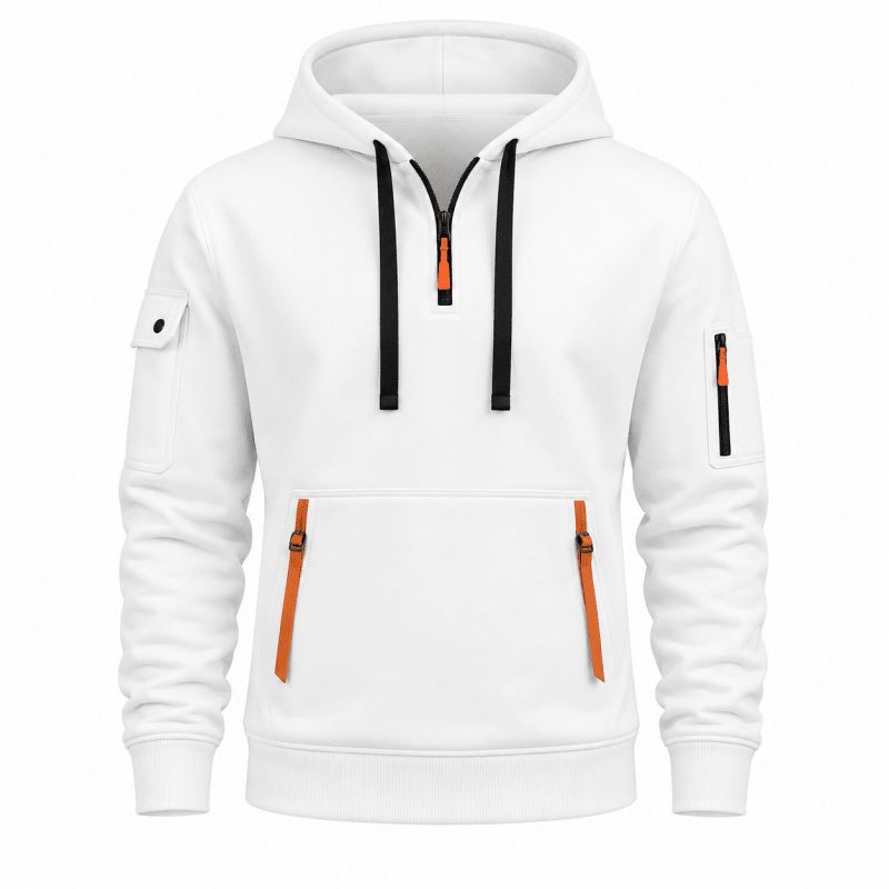 Men's Quarter Zip Hoodie with Utility Pockets
