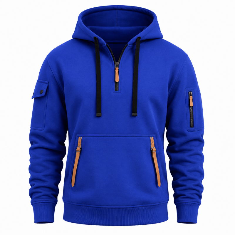 Men's Quarter Zip Hoodie with Utility Pockets