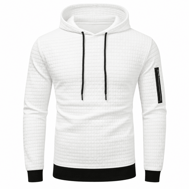 Men's Textured Pullover Hoodie with Sleeve Pocket
