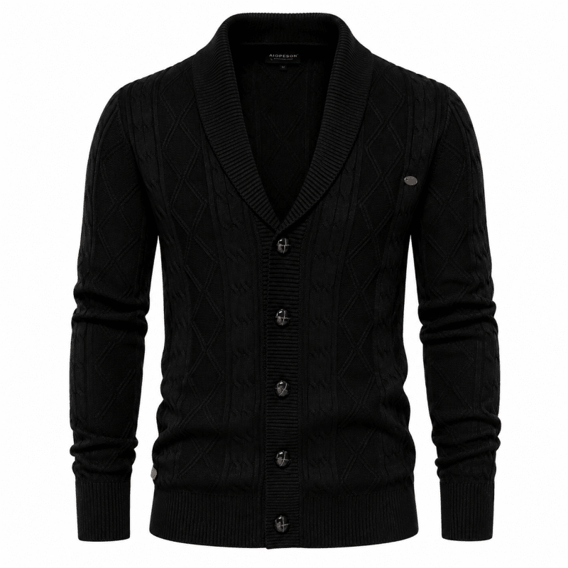 Men's Cable Knit Button Front Cardigan