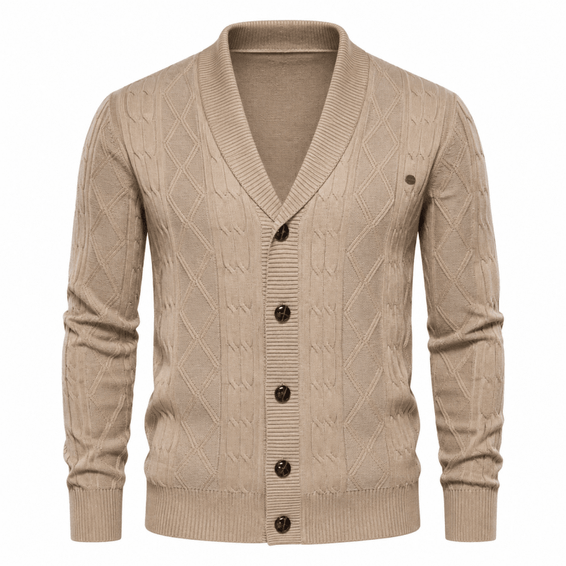 Men's Cable Knit Button Front Cardigan