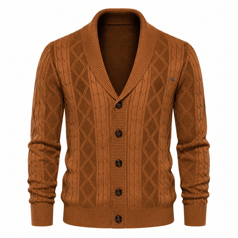 Men's Cable Knit Button Front Cardigan