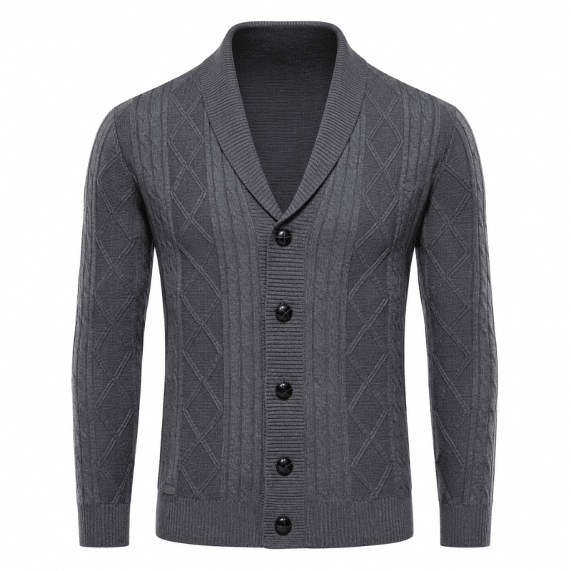 Men's Cable Knit Button Front Cardigan